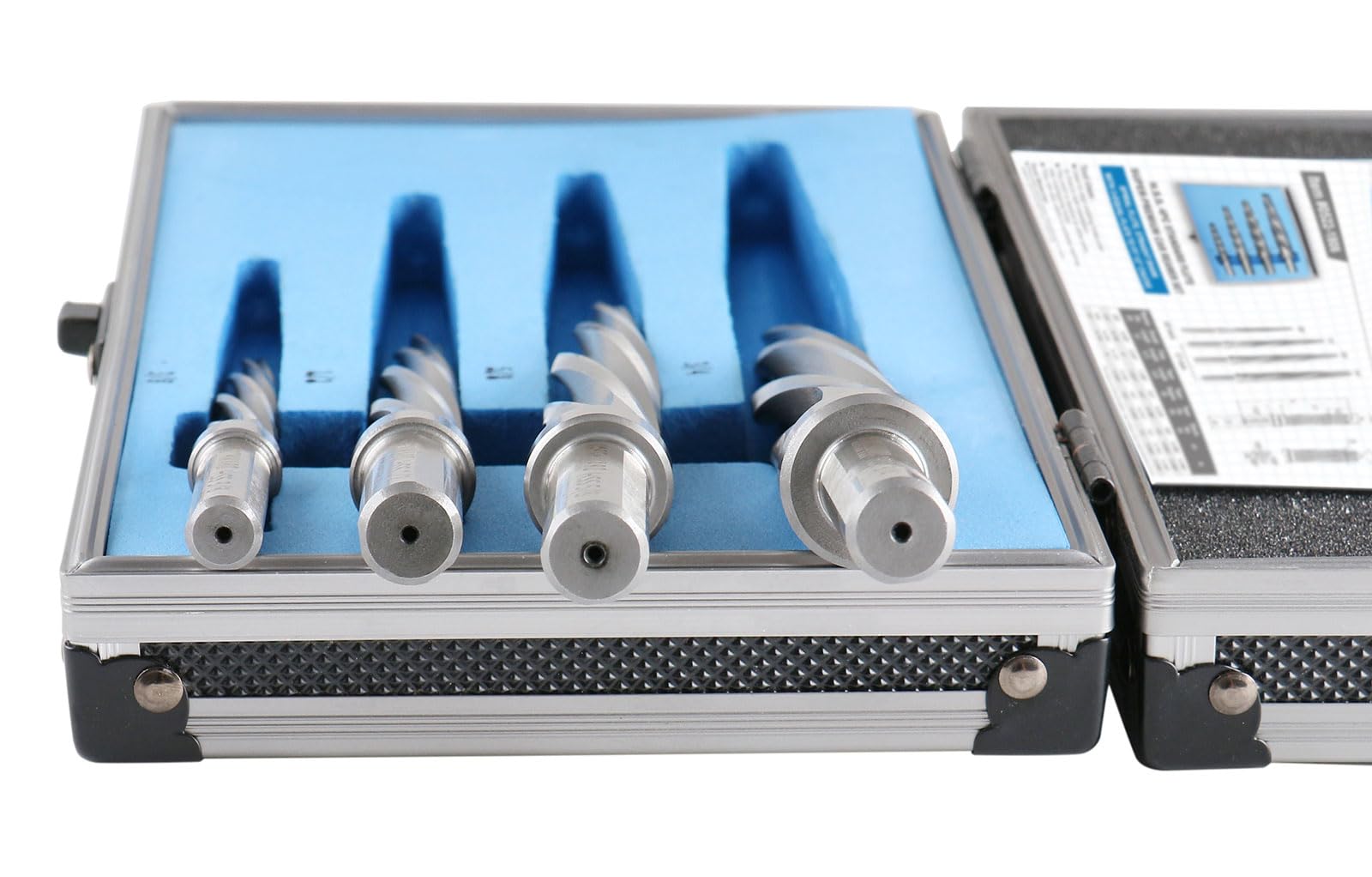 Accusize Industrial Tools 4 szt. H.S.S. Standardowy spiralny flet Super Premium zestaw rozwiertak samochodowy, 3/8", 1/2", 5/8", 3/4", pasuje do uchwytu chwytowego 3/8" lub 1/2", 0522-1808