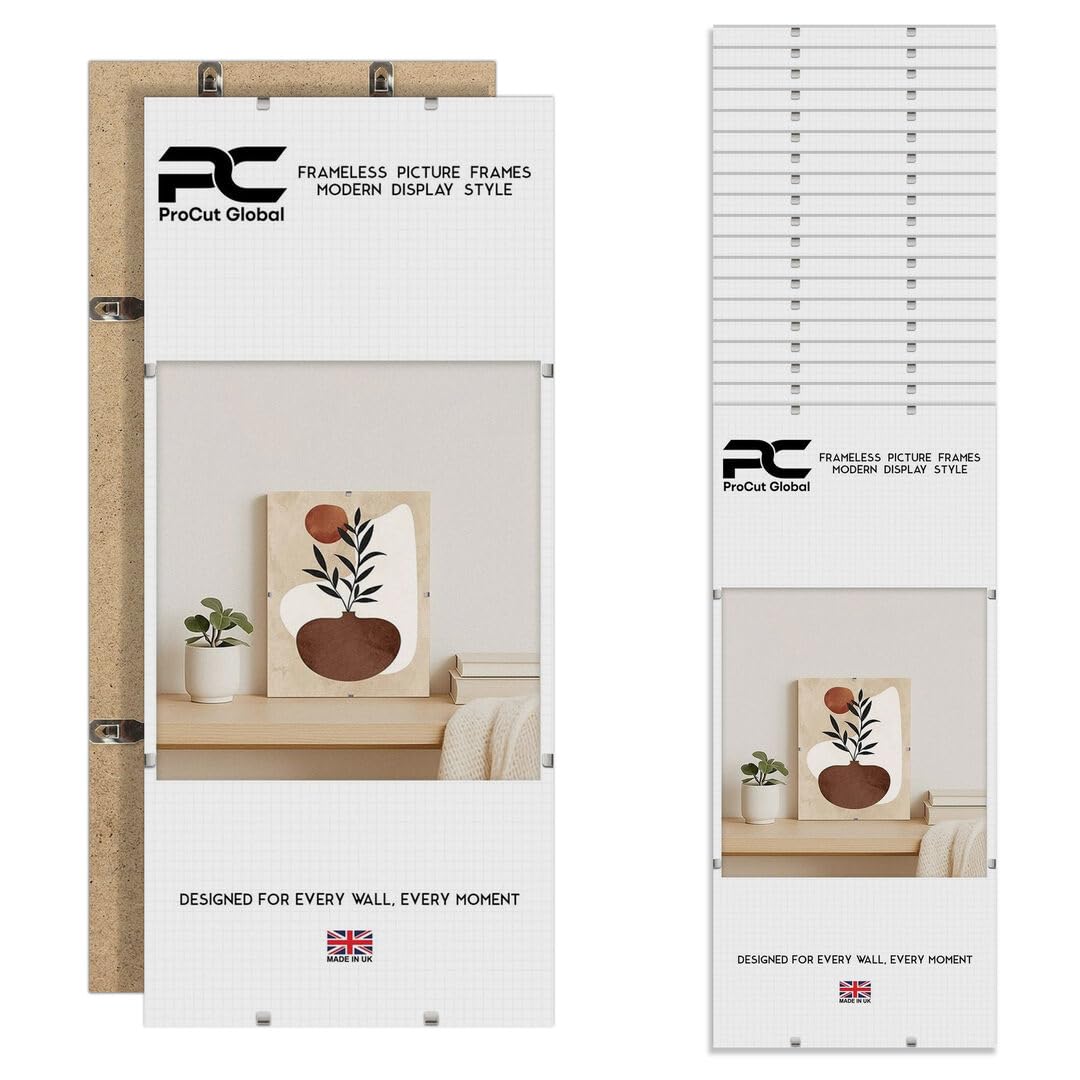 Procut Global 24X10 Clip Frames (Pack of 20) – Frameless Perspex Wall-Mount Display for Posters, Pictures, Photos & Certificates – Lightweight & Shatterproof – Available in Sizes and Sets