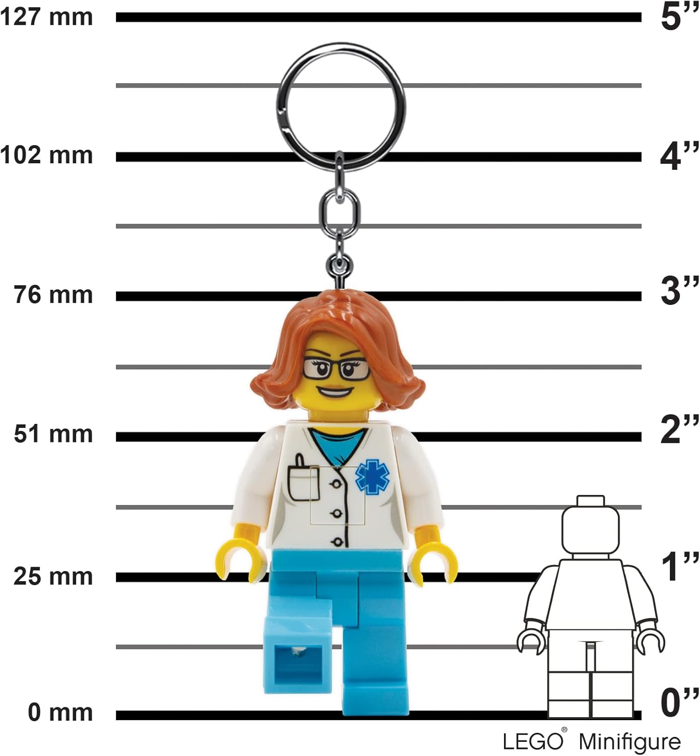 LEGO City Large 3 Inch Tall Figure Keychain Light - Doctor (KE185H), Light for lanyard, bag charm