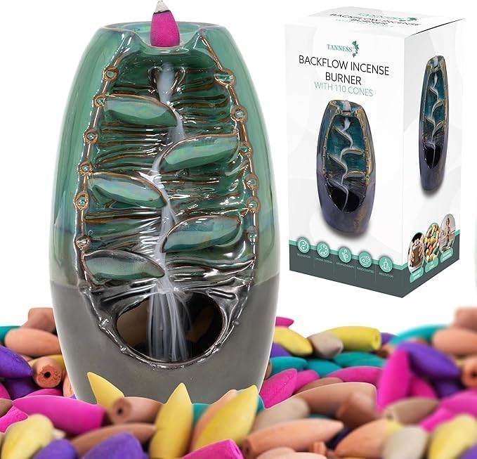 Backflow Burner,Incense Ceramic Waterfall Holder with 10 Cones | Aromatherapy Room Decor, Home Accessories, Meditation Accessories