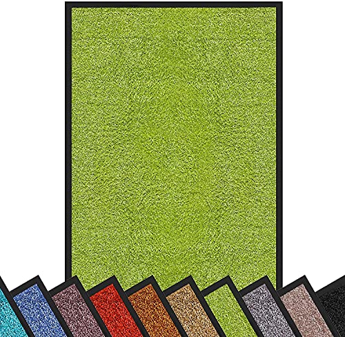 Karat Paillasson Rhine - Paillasson Lavable et Puissant - Tapis de propreté avec Dos antidérapant - Tapis de Porte (Lime, 40 cm x 60 cm)