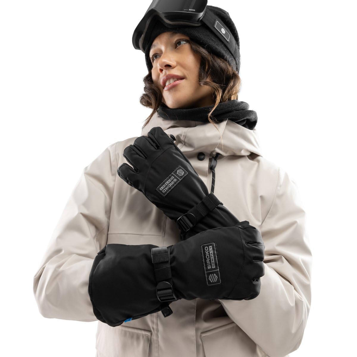 SIROKO - Ocieplane Rękawice na Narty i Snowboard Siroko SRX NOOK Black - XS - Czarny
