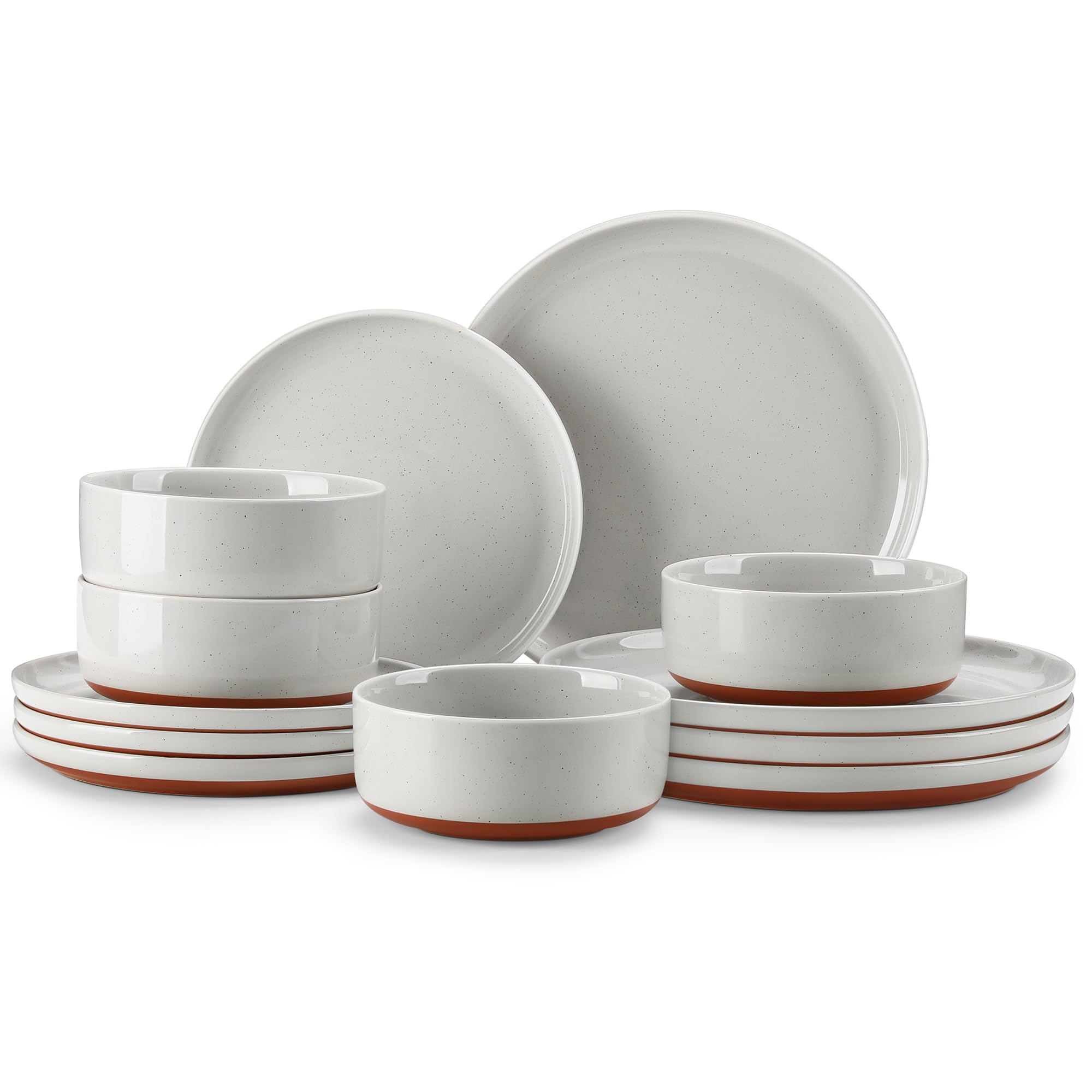 MALACASA Series TARA 12-Piece Stoneware Dinnerware Set, Microwave & Dishwasher Safe, Grey