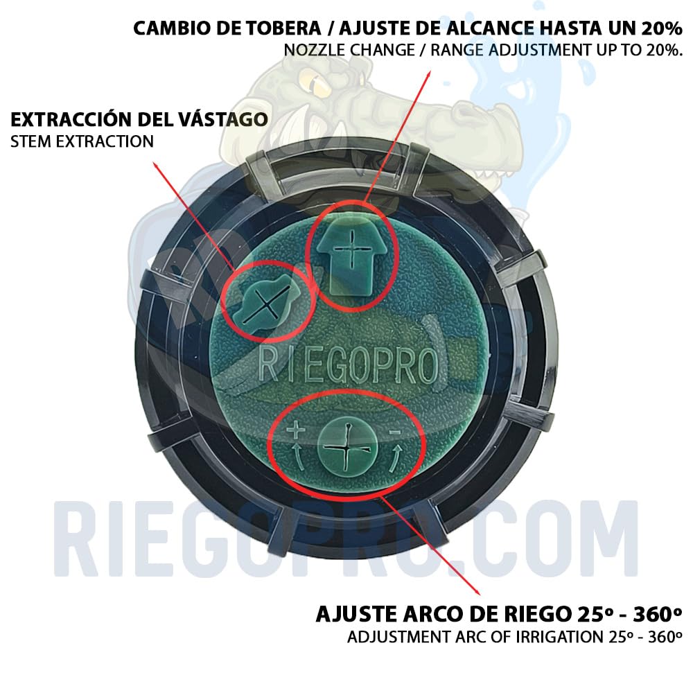 Riegopro Arroseur Riegopro Pack de 3 RP-500 3/4'' femelle pour Arrosage, portée 7,5-14 mètres, avec jeu de buses