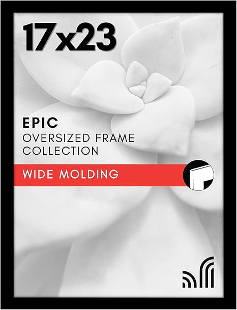 Americanflat 17x23 Picture Frame with Polished Plexiglass - Black Picture Frame - Wide Photo Frames Made of Engineered Wood for Vertical or Horizontal Wall Display - Epic Collection - Black
