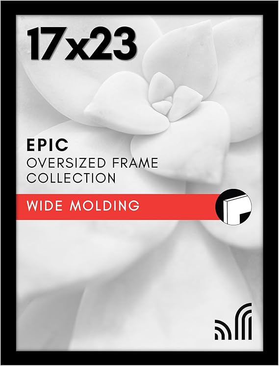 Americanflat 17x23 Picture Frame with Polished Plexiglass - Black Picture Frame - Wide Photo Frames Made of Engineered Wood for Vertical or Horizontal Wall Display - Epic Collection - Black