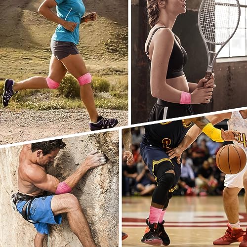 Image of OK TAPE Pre Wrap Tape (4-Rolls, 120 Yards) - Athletic Foam Underwrap for Sports, Protect for Ankles Wrists Hands and Knees, 2.75 Inches - Pink
