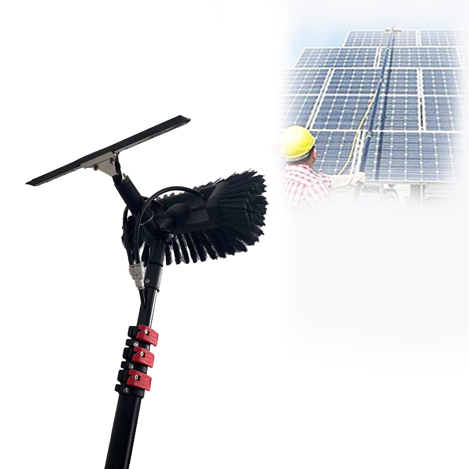 BHFLJSAQ Telescopic Window Cleaning Rod - 16ft/30ft Water-Fed Brush for Solar Panel & Truck Window Cleaning, Extendable Reach, Ideal for High Areas