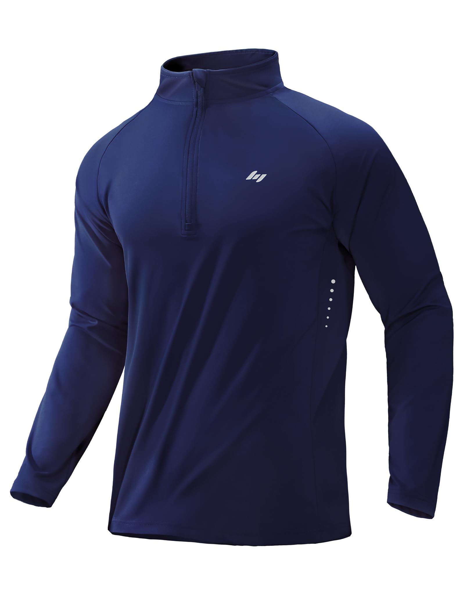 MIER Camiseta de manga larga para hombre Dry Fit Gym Shirts 1/4 cremallera tops para correr UPF 50 + entrenamiento transpirable Deportes atléticos