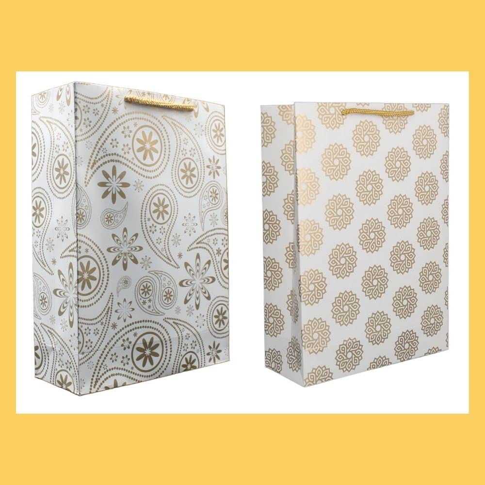 TASCHE Gold Mehendi and Gold Chakras Design Printed Assorted Gift Paper Bags | Gift Bags for Return gifts, and Birthday Holliday presents (11 * 8 * 3 Inches) (Pack of 40) (B0C4YX8FDB) Amazon Price History, Amazon Price Tracker