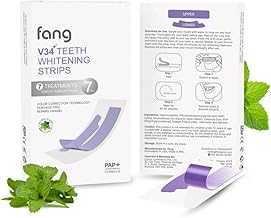 Fang V34 Teeth Whitening Strips | Whitening for Sensitive Teeth | Powered by PAP+ & Hydroxyapatite | Removes Tea, Coffee & Smoking Stains | Strengthens & Whitens | 7 Strips (7 Applications)