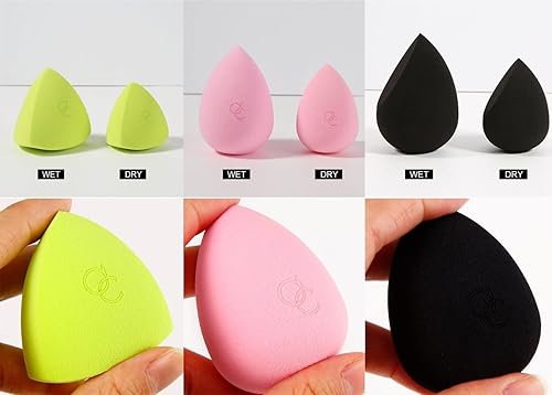 Miniatura 6 de Docolor 6+1 esponjas de maquillaje y brocha, esponja de belleza para mezclar base y cepillo Kabuki de parte superior plana, líquido, crema, polvo, 7