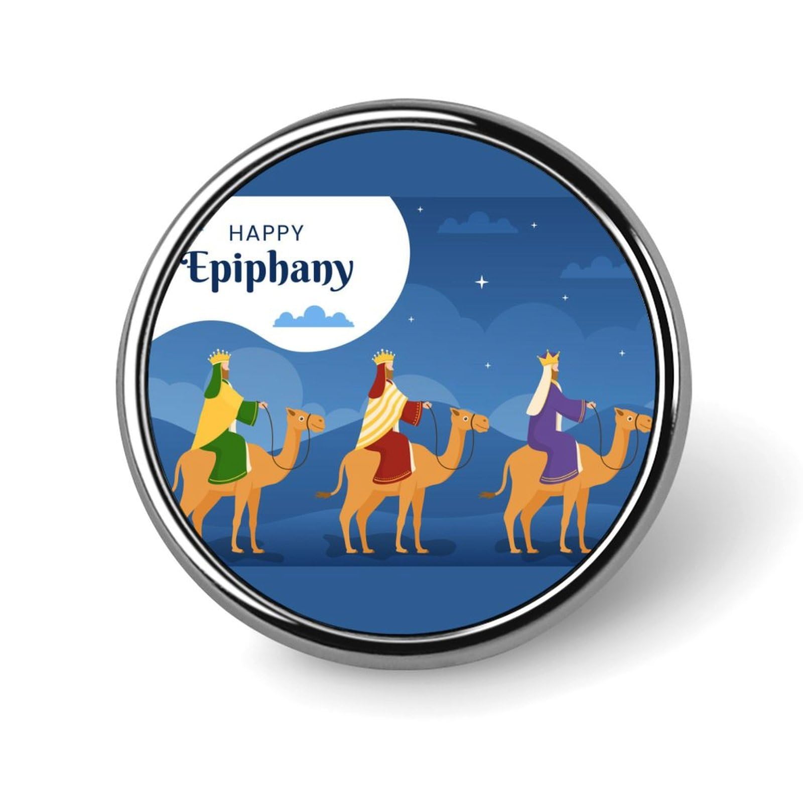 Fwjzdsp Men's As Pic Happy Three Kings Day Epiphany Day Pins Badge Lapel Pin Round Enamel Buttons Brooches Pinbacks Party Decorations For Wo