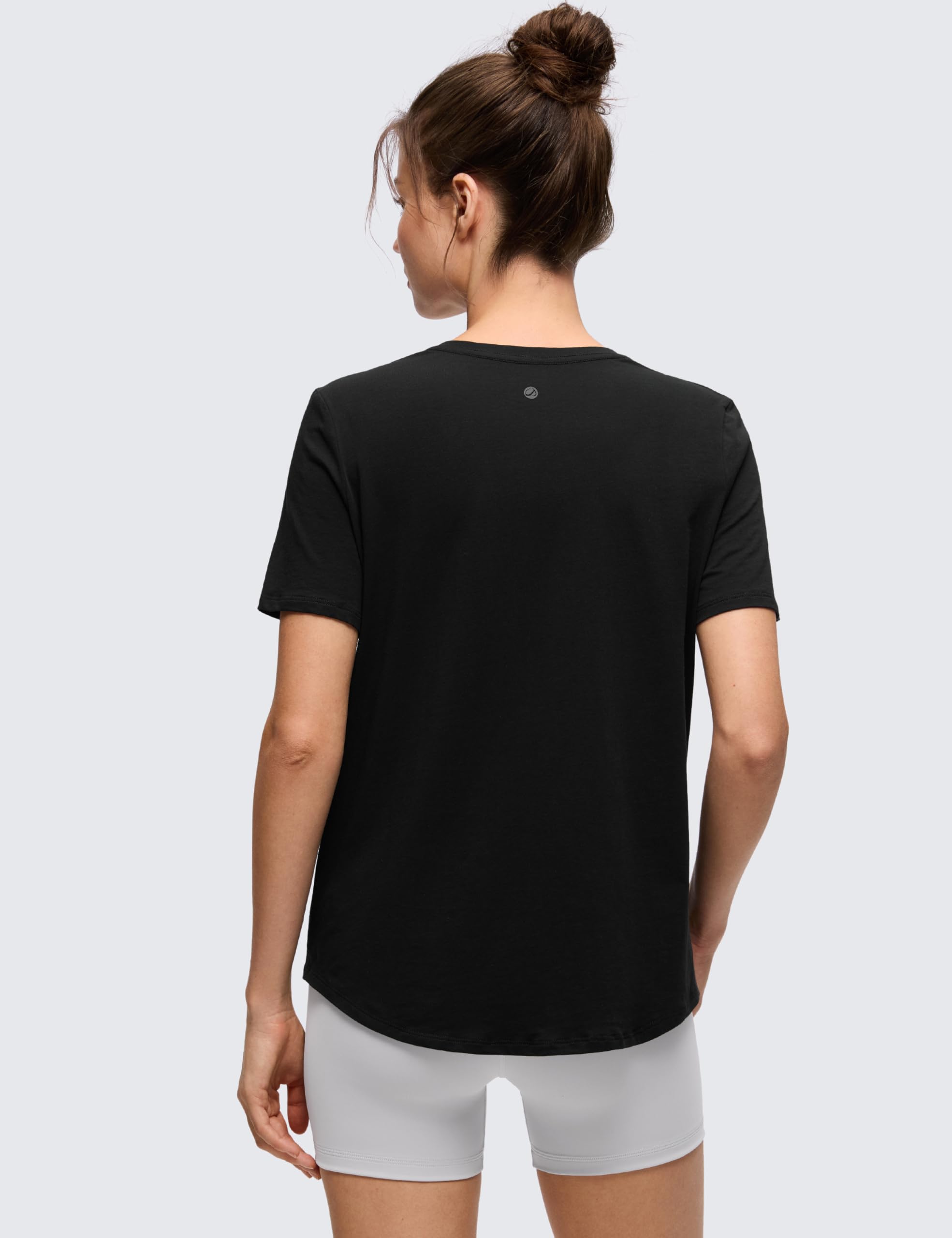CRZ YOGA Pima Camisas de Manga Corta de Algodón para Mujer Tops Sueltos de Entrenamiento Casual