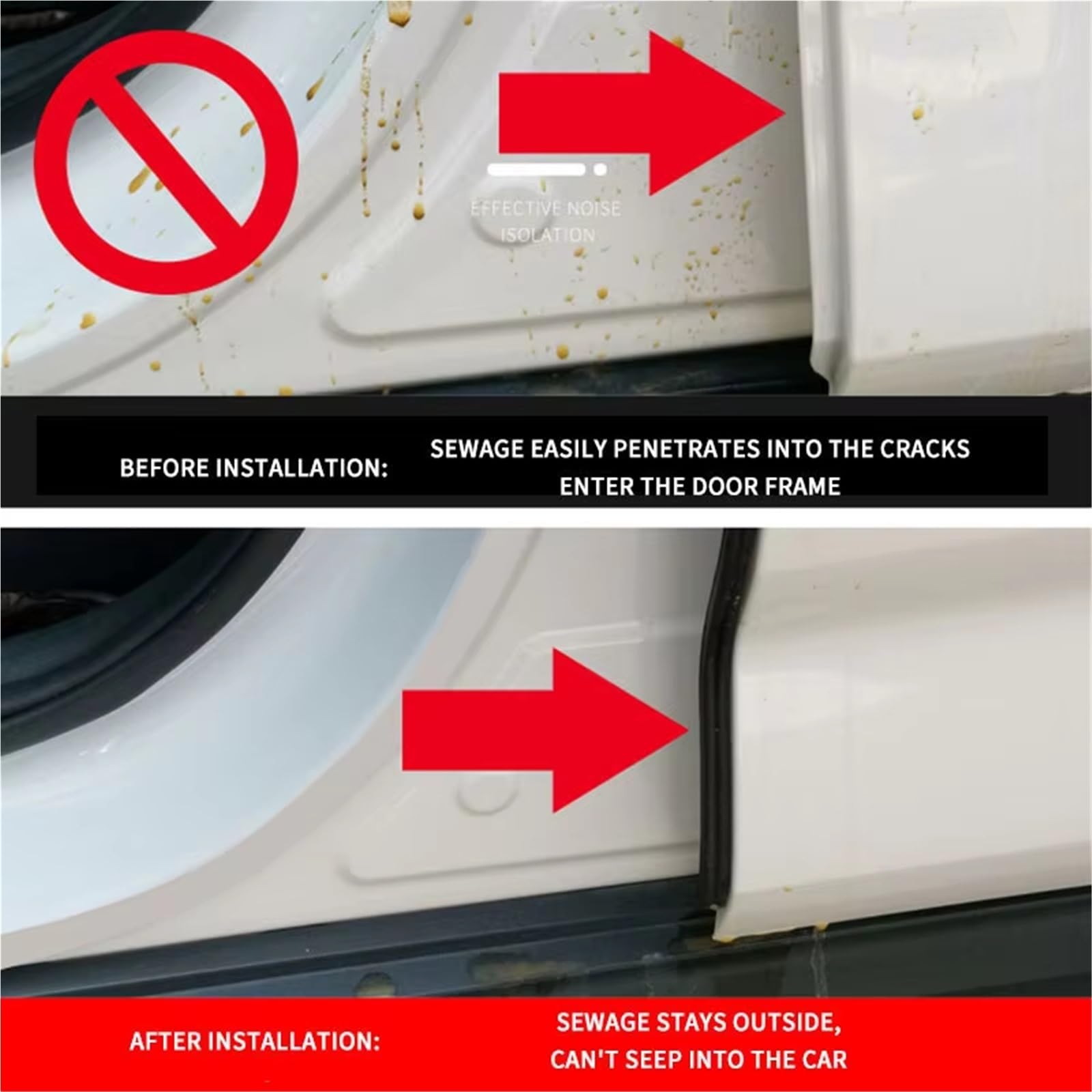 Guarnizione per Portiere Auto da 2 m Strisce sigillanti per Montante B Protezione Antivento e antirumore Accessori per sigillare Portiere e Bagagliaio.