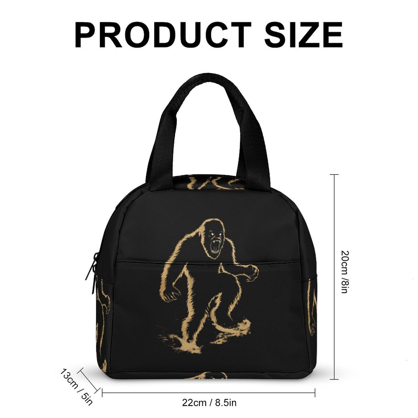 Bigfoot Sasquatch Golden Lunch Bag for Women Men Adult Handle Insulated Container Tote Lunch-Box