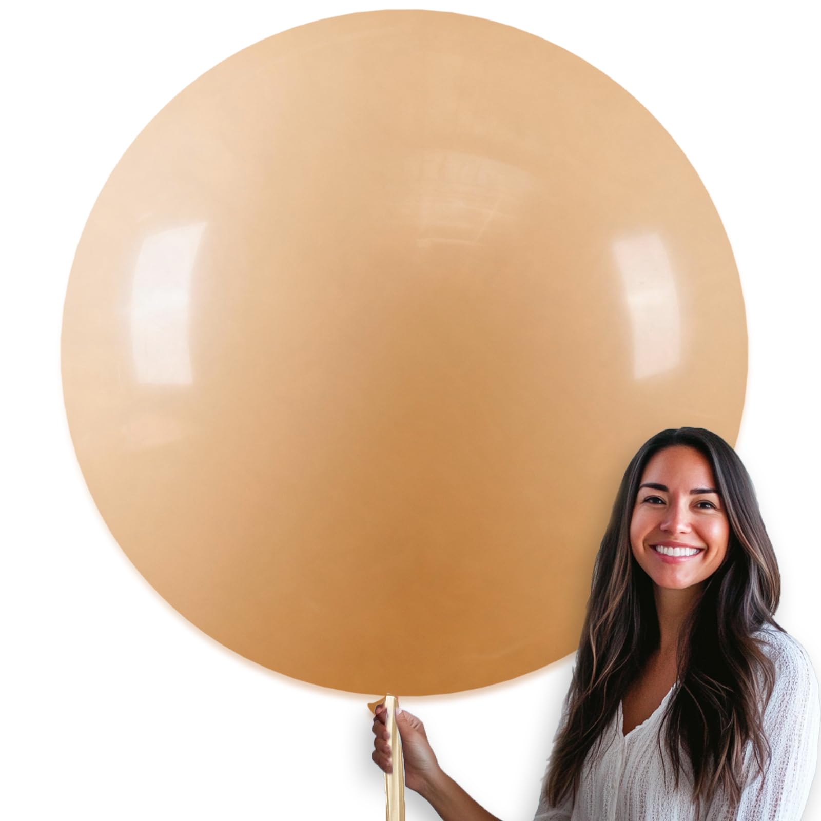 PartyWoo Nude Balloons 4pcs Apricot Boho Fall Neutral Color 36 Inch