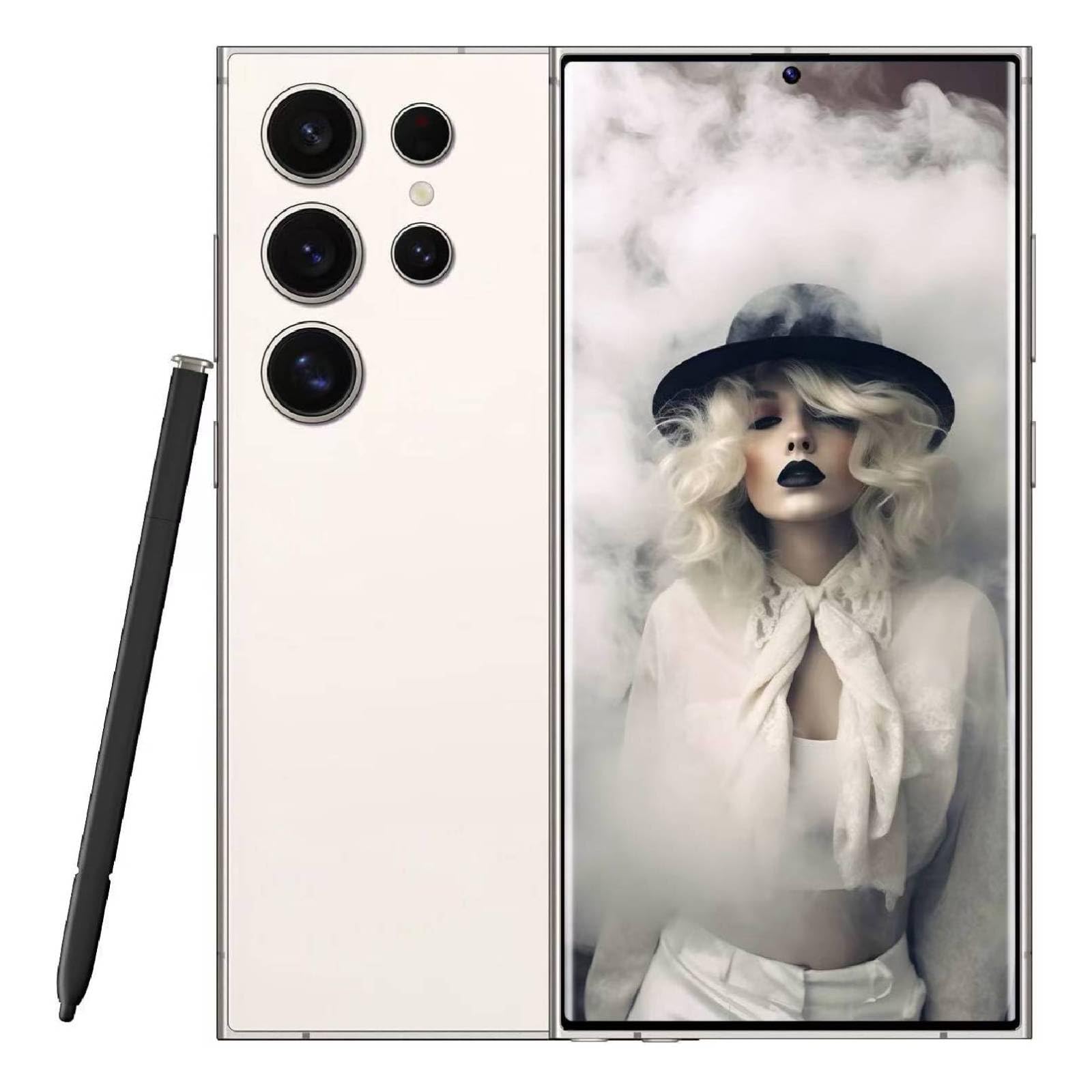 S24 Ultra Unlocked Phones 5G Cell Phone Android 14.0 8+256GB 6.8" HD Screen Dual SIM 108MP+48MP Camera 6800 mAh Built-in Pen (White)