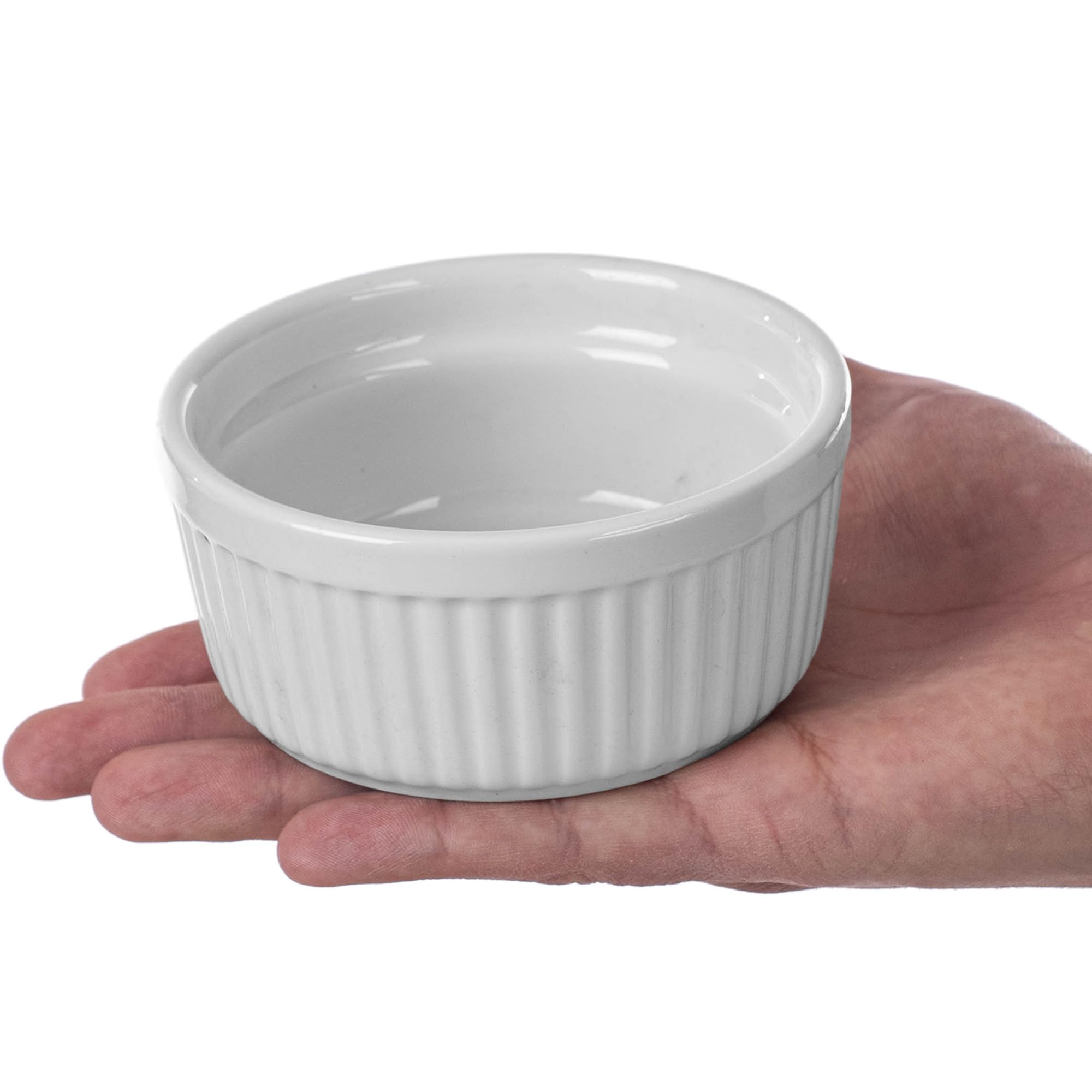 KADAX Set di 3 ramequini soffiati, diametro 11 cm, in porcellana, adatti al forno, per crema bruciata, soffiato, bianco