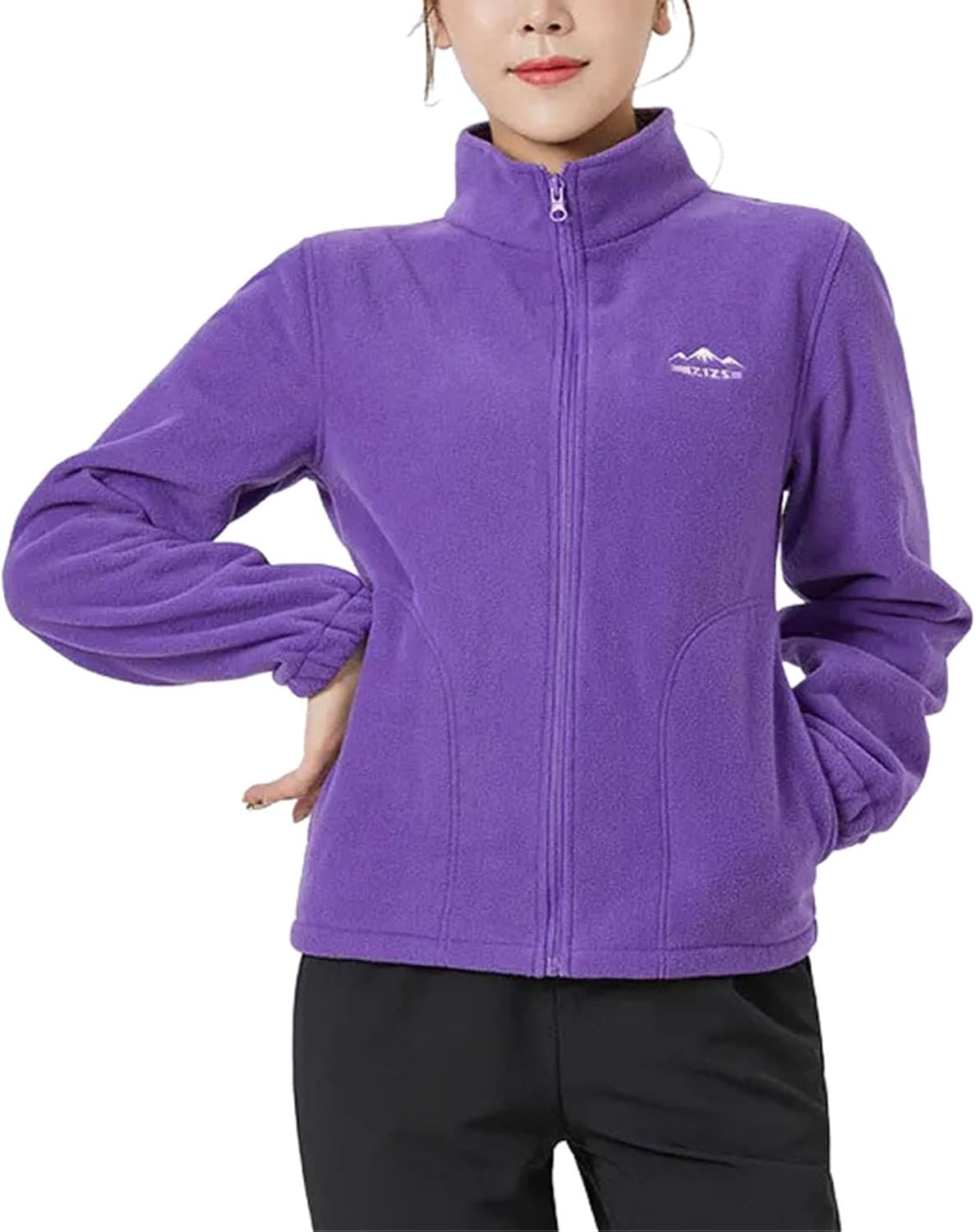 Womens Fleece Jackets Cardigan Stand Collar Mountaineering Travel Camping Hiking Sports Outerwear