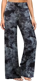 ZOOSIXX Soft Black Pajama Pants for Women, Wide Leg Comfy Casual Lounge Yoga Capri Pants 22'' / 30''