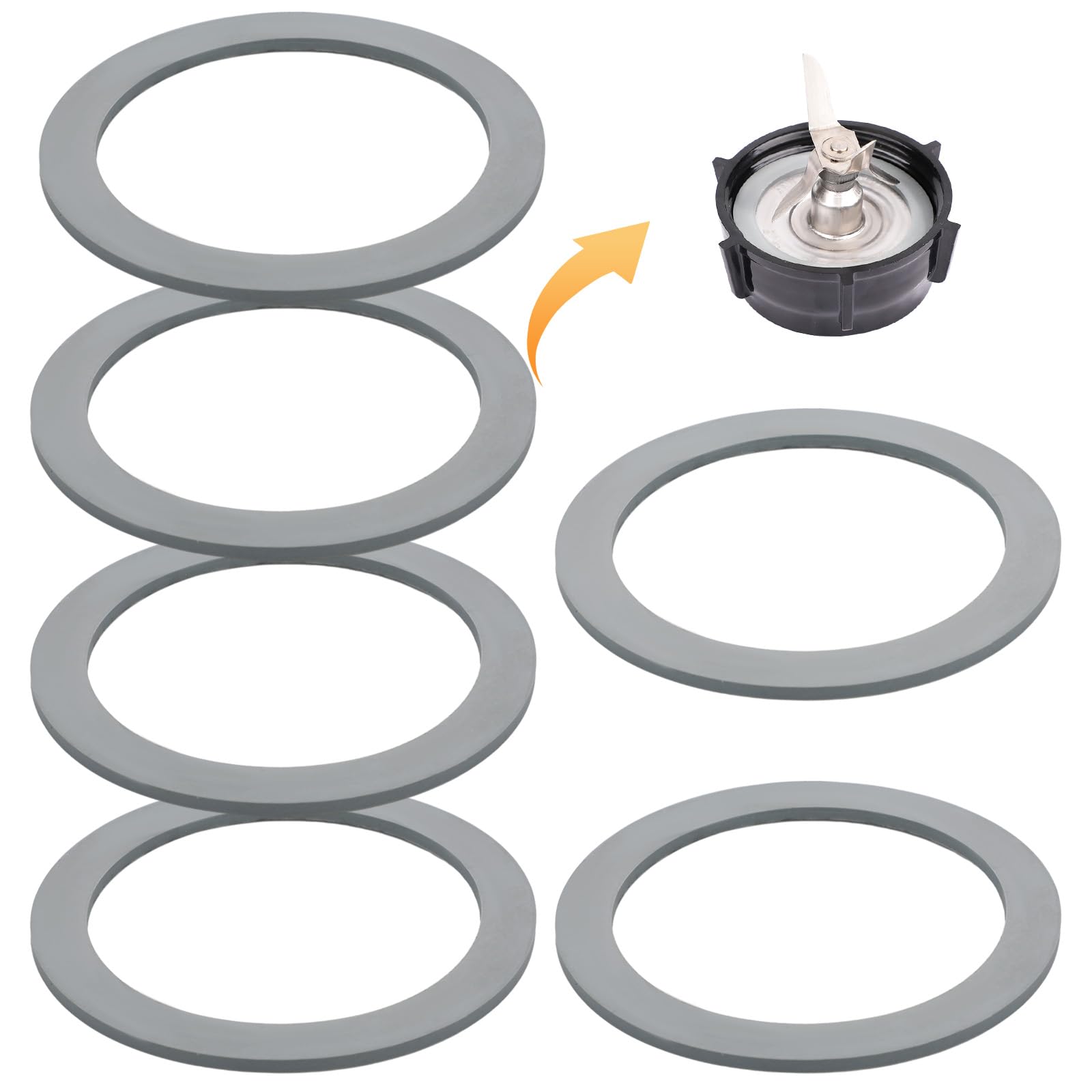 6pcs Blender Gasket for Oster, Blender Rubber Ring Replacement Gray O-Ring Blender Gasket Replacement Compatible with Oster Osterizer
