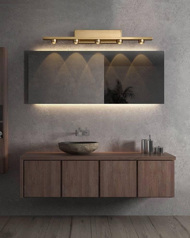 Image of JACKAL Modern LED Wall Sconce Light Fixture, Brushed Gold Indoor Vanity Lamp for Bathroom /Bedroom /Living Room, Warm White Lighting, 5-LED Design Brand with 2-Year Warranty