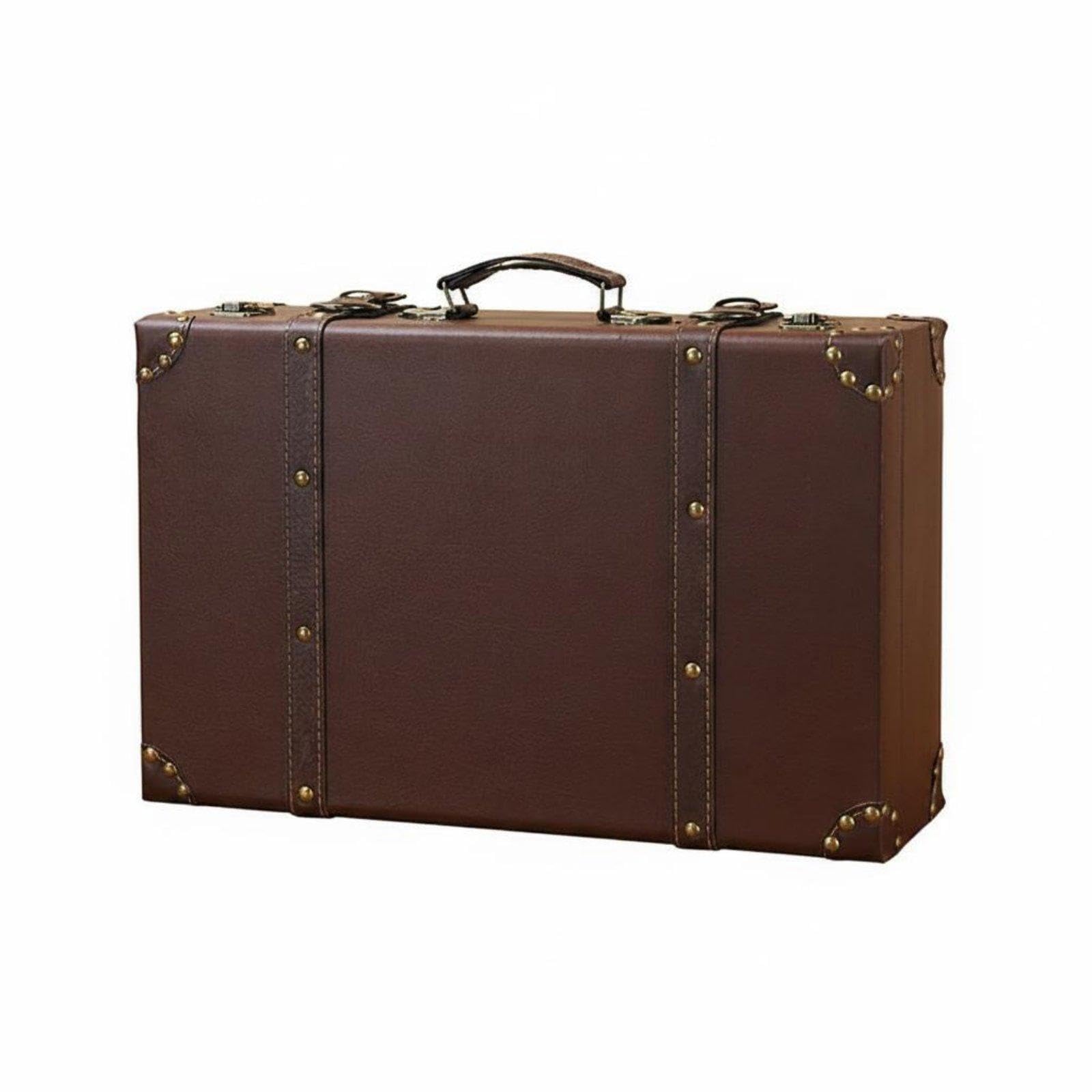 Meadawgs®3 Pieces Vintage Suitcase Set Photo Prop Retro Leather Trunk Set Multipurpose Vintage Suitcase Box for Shop Window, Bedroom 1121 Brown L|Travel|Vintage Luggage & Travel Accs-image-27