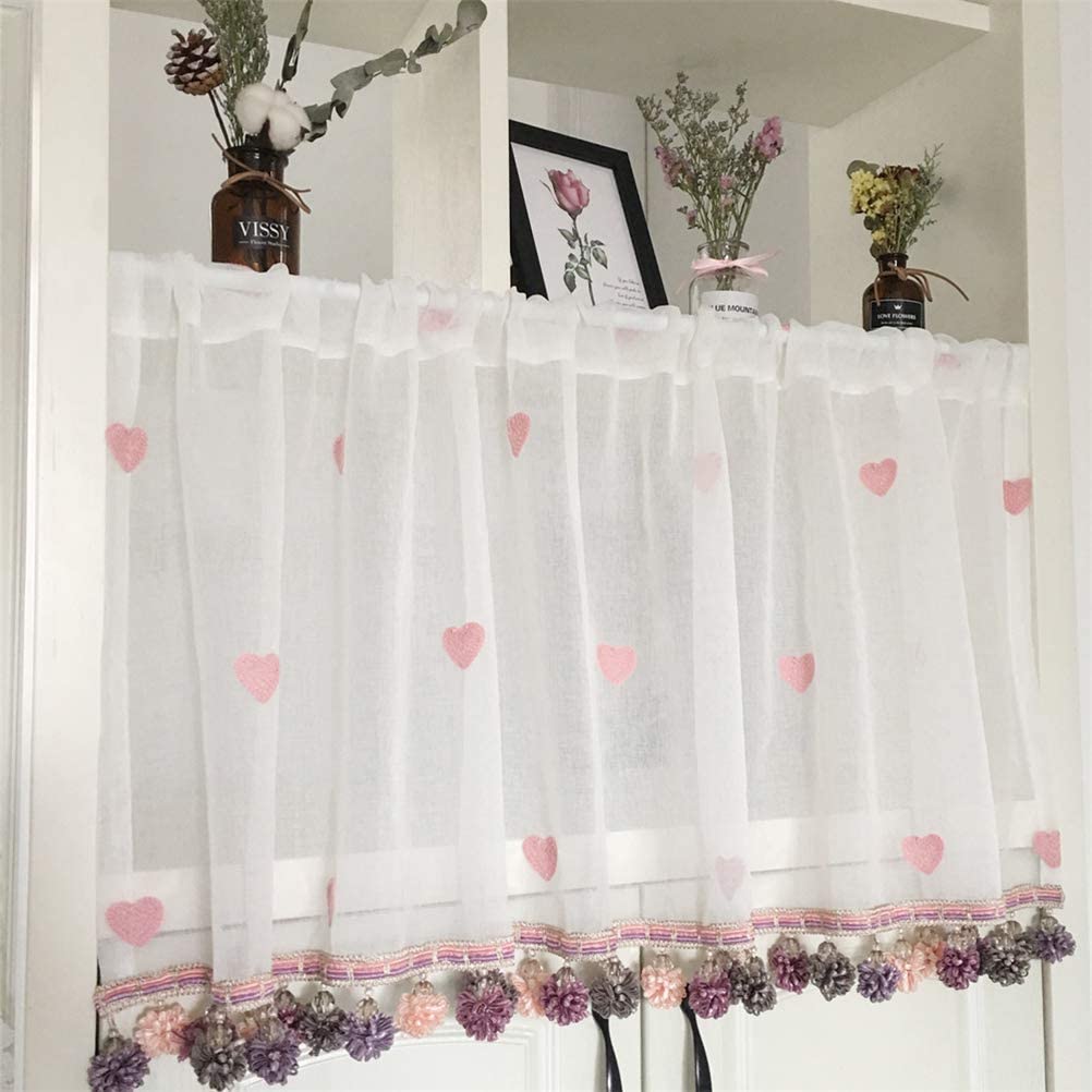 Rideau de fenêtre transparent en voile de style cantonnière pour décoration demi-niveau court
