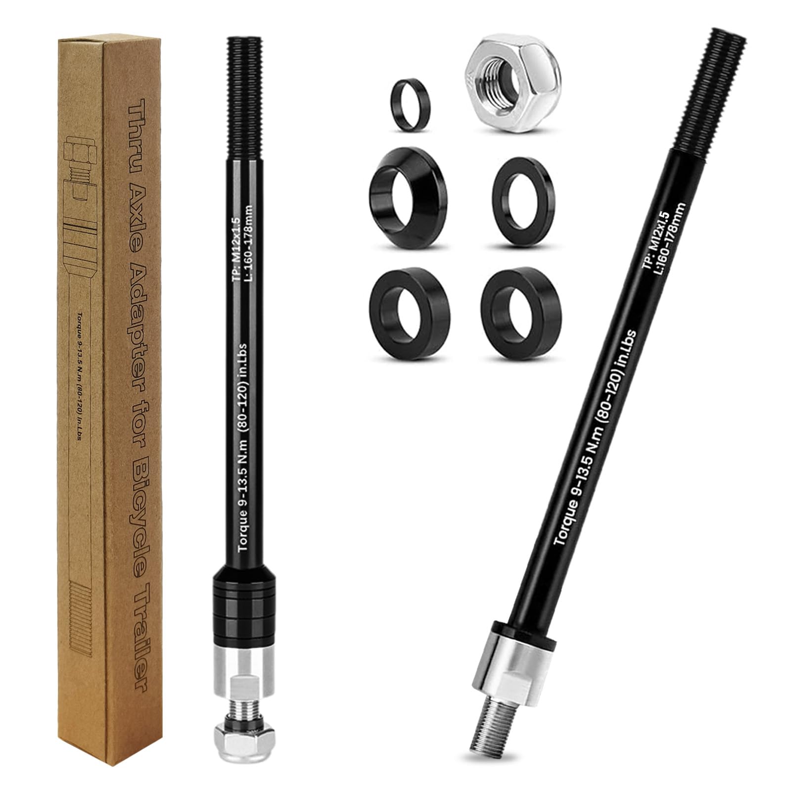 BUERPINKING Steckachse Fahrradanhänger, Adapter Fahrradanhänger, M12 x P1.0, 160-178mm, Cube Steckachse Anhänger, Präzisionsgewinde, Einstelbare Schaftlänge Sport & Freizeit