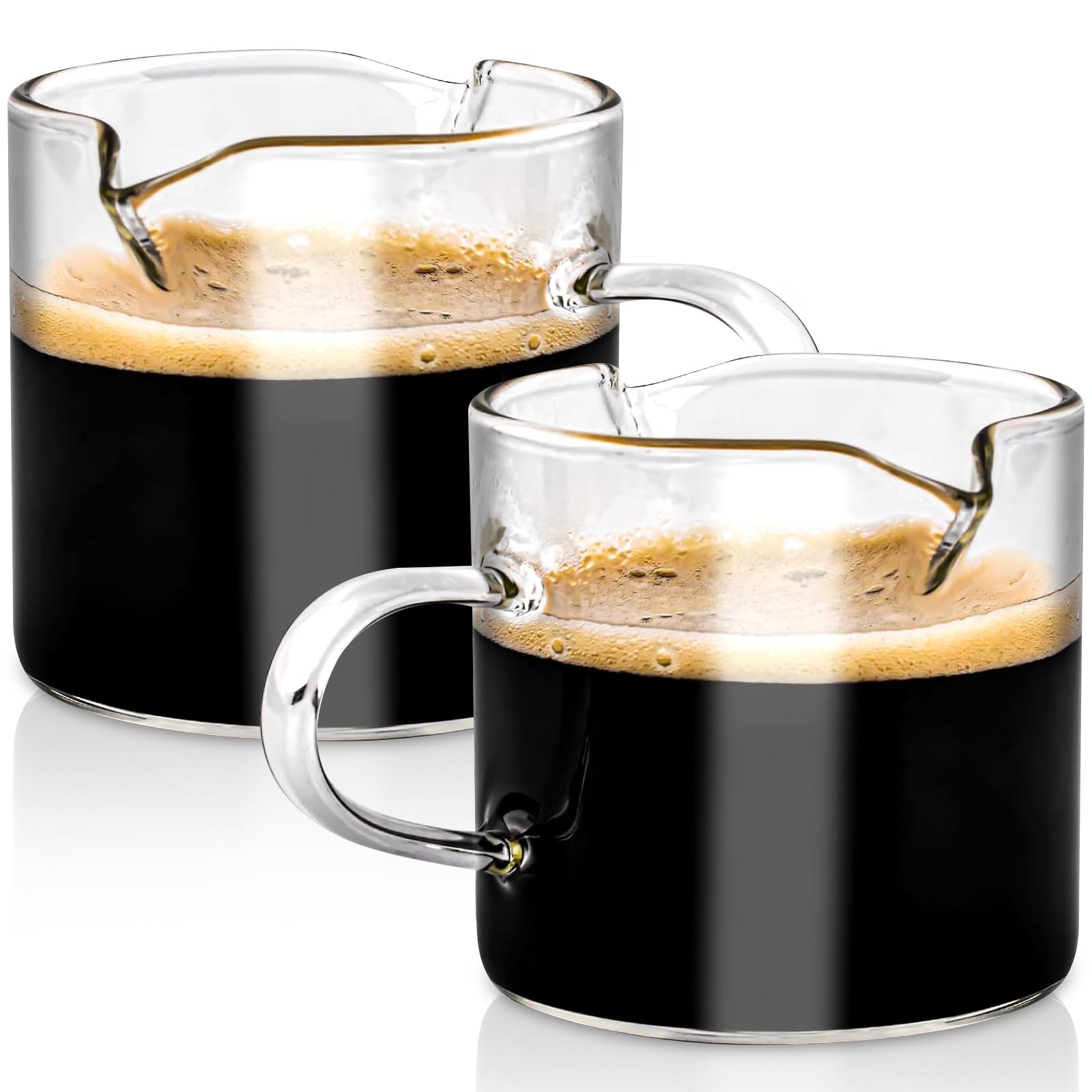 4 OZ Espresso Cups Set of 2, Espresso Accessories Double Spout Glass Mugs Hot and Cold Co…