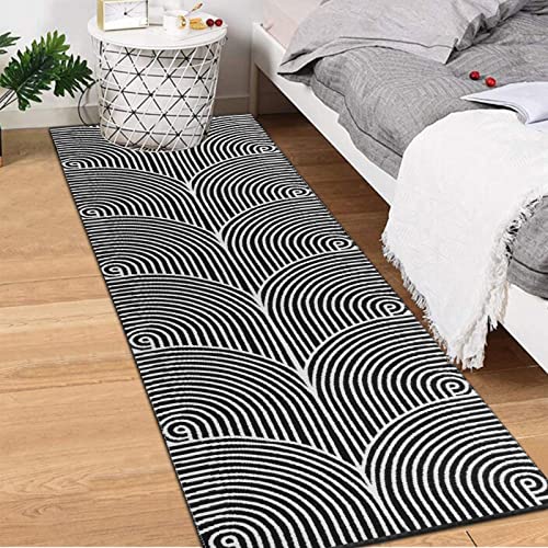 Tiffasea Woven Runner Rug 2'X6', Machine Washable Indoor Outdoor Rugs Cotton Woven Area Rug Durable Hallway Runner Rug Entryway Rug For Living Room/Laundry/Bathroom/Bedroom(Black And White) #TOP3