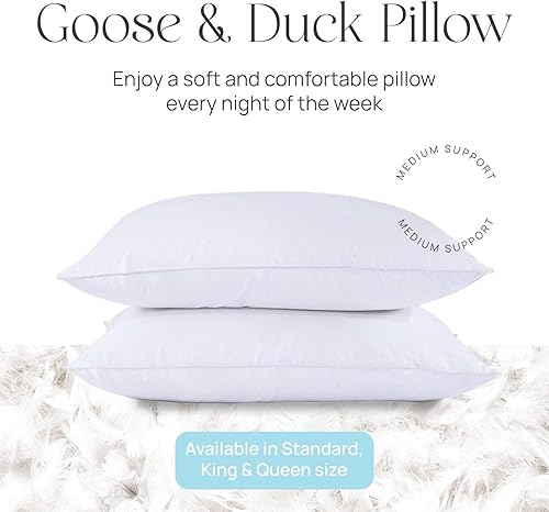 Miniatura 3 de East Coast Bedding Pure Dream Pillow - Almohada de plumón tamaño King, Queen y tamaño estándar, almohadas de apoyo firme y mediano, funda de 100%