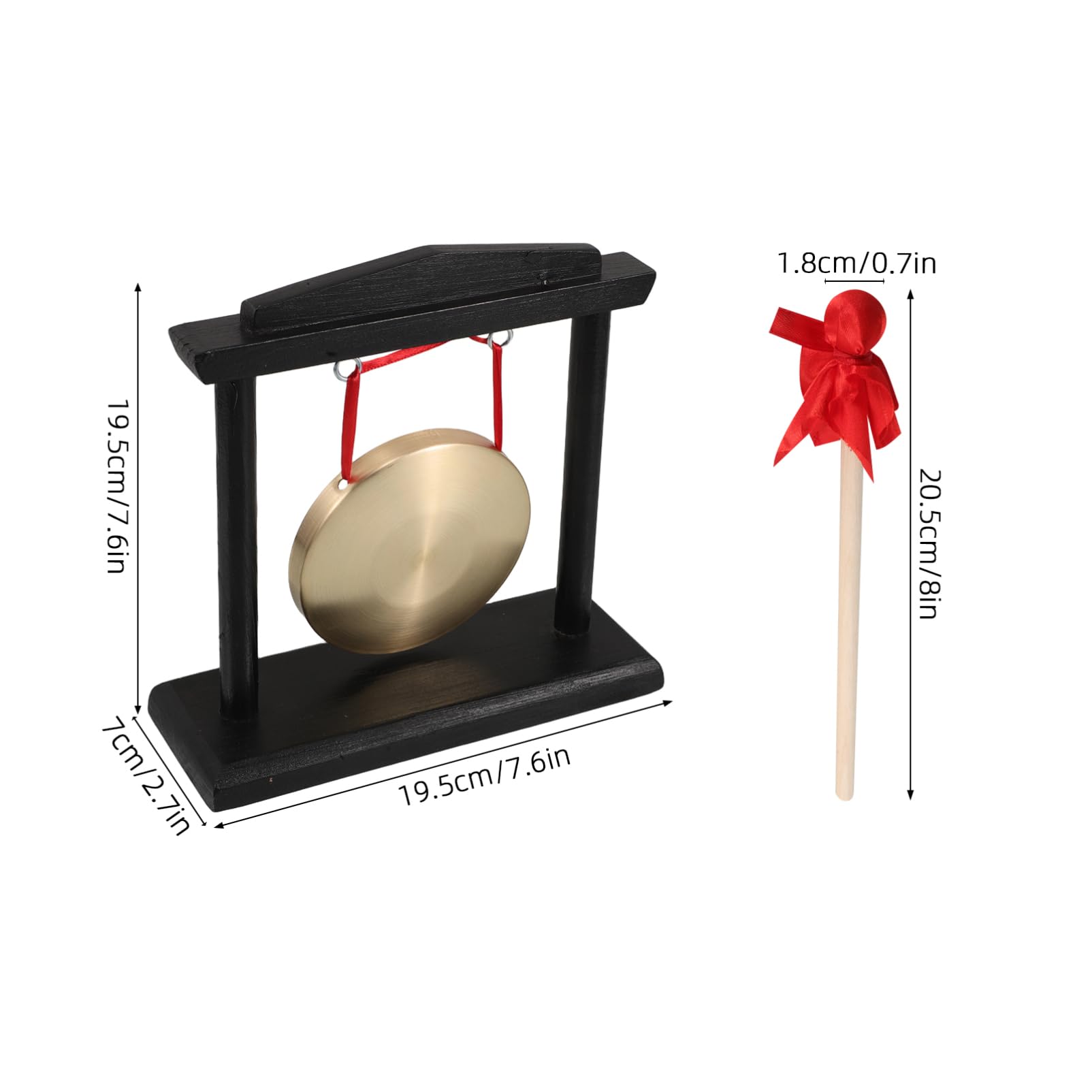 Yardwe Cabbage Wood Gong Rack 10cm Diameter Brass Gong Meditation Sound Healing Decorative Instrument