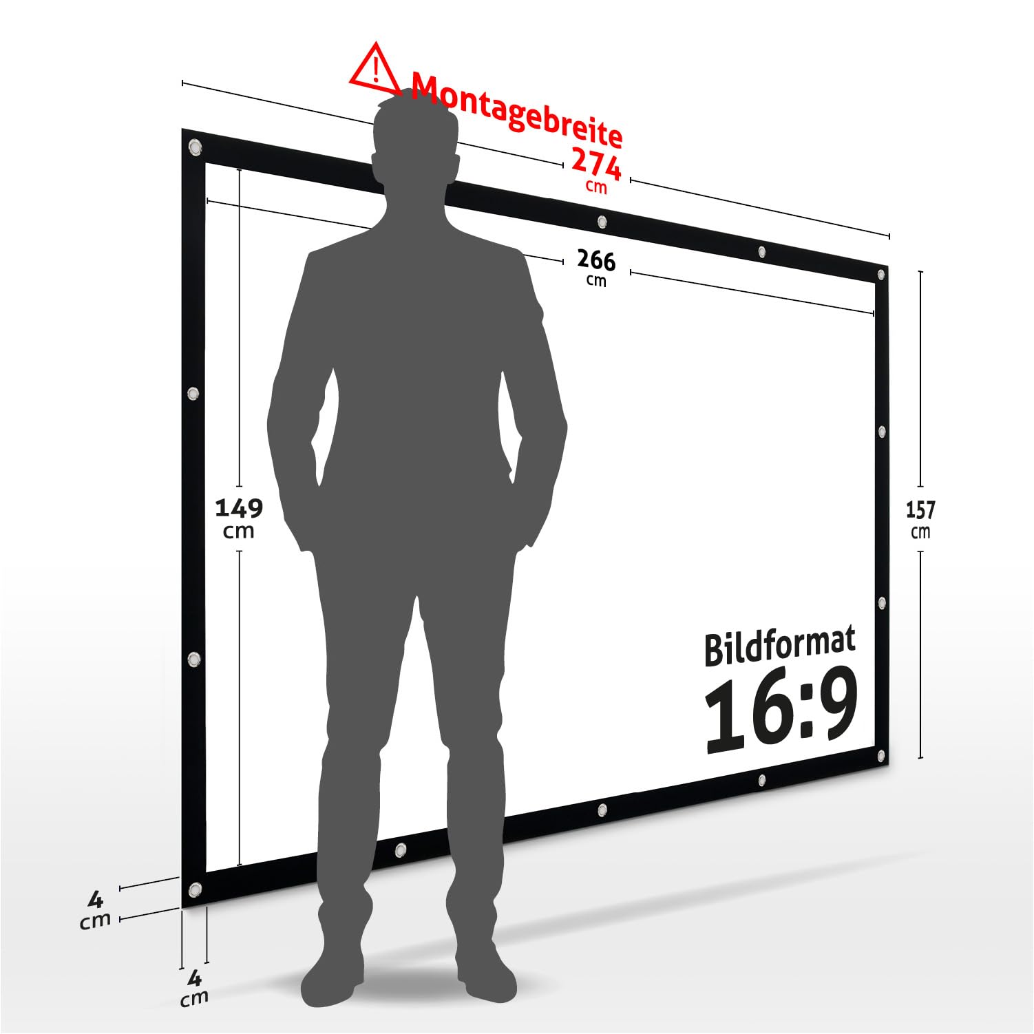 ESMART Spann-Leinwand Flex [Größenauswahl] 266 x 149 cm (120") 16:9 | Heimkino Beamer Projektionsleinwand Outdoor Leinwand LCD LED