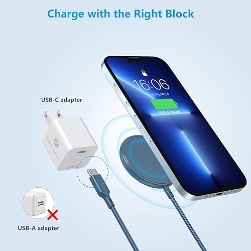 Miniatura 6 de ZEROLEMON Cargador inalámbrico magnético de 10 pies, compatible con MagSafe, almohadilla de carga inalámbrica rápida con cable trenzado extralargo,