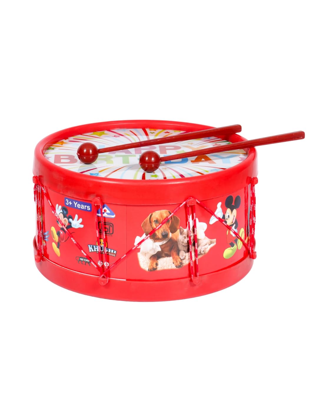 Musical Toy Drum Set for Kids | 1 Drum, 2 Drumsticks & Carry Belt | Kids Musical Instrument Toy for Boys & Girls | Educational & Fun Play Drum (red)-image-47