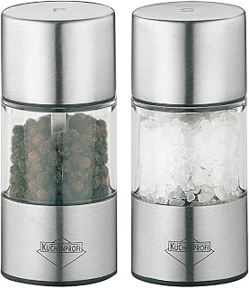 Kuchenprofi Vienna Salt and Pepper Set - Stainless Steel Grinder for Salt and Pepper (3.4 In x 1.5 In, Clear)