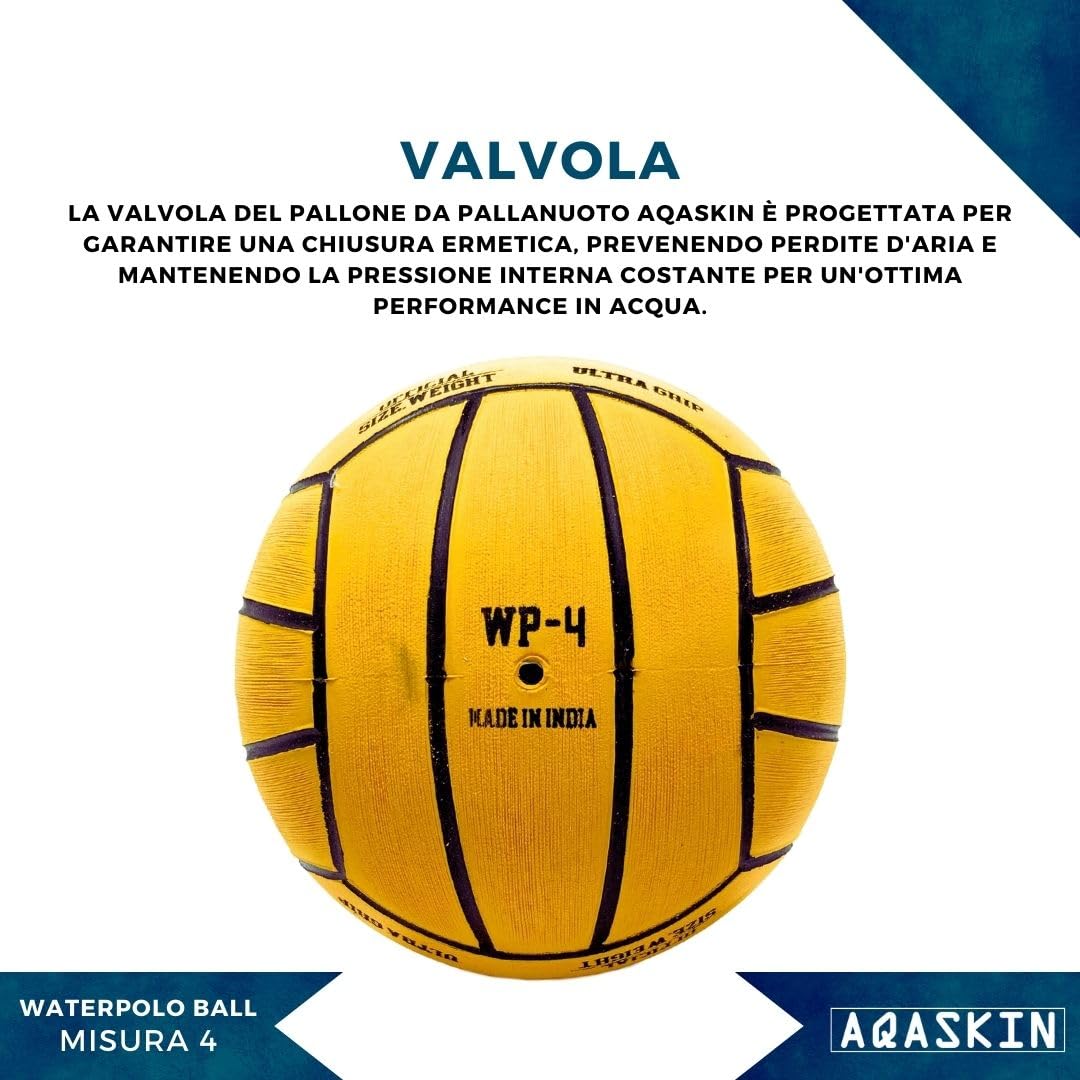 Pallone da Pallanuoto Professionale - Misura 5, 4, 3, 1 - Alta Qualità - Gomma Ultra Grip - per Allenamenti e Partite - Palla da Pallanuoto - Colore: Giallo, Nero, Italia, Tricolore