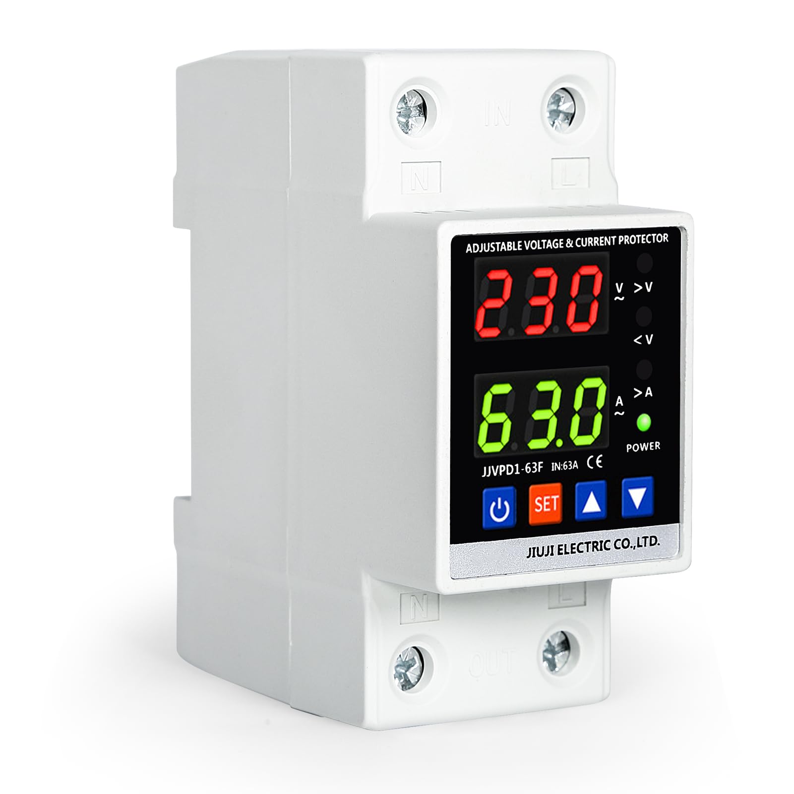 DEWIN Stabilizzatore di Tensione 220V,Protezioni di Sovratensione e Sottotensione Scaricatore di Sovratensione 220V 63A Protezione da Sovratensione Domestica con Display a LED