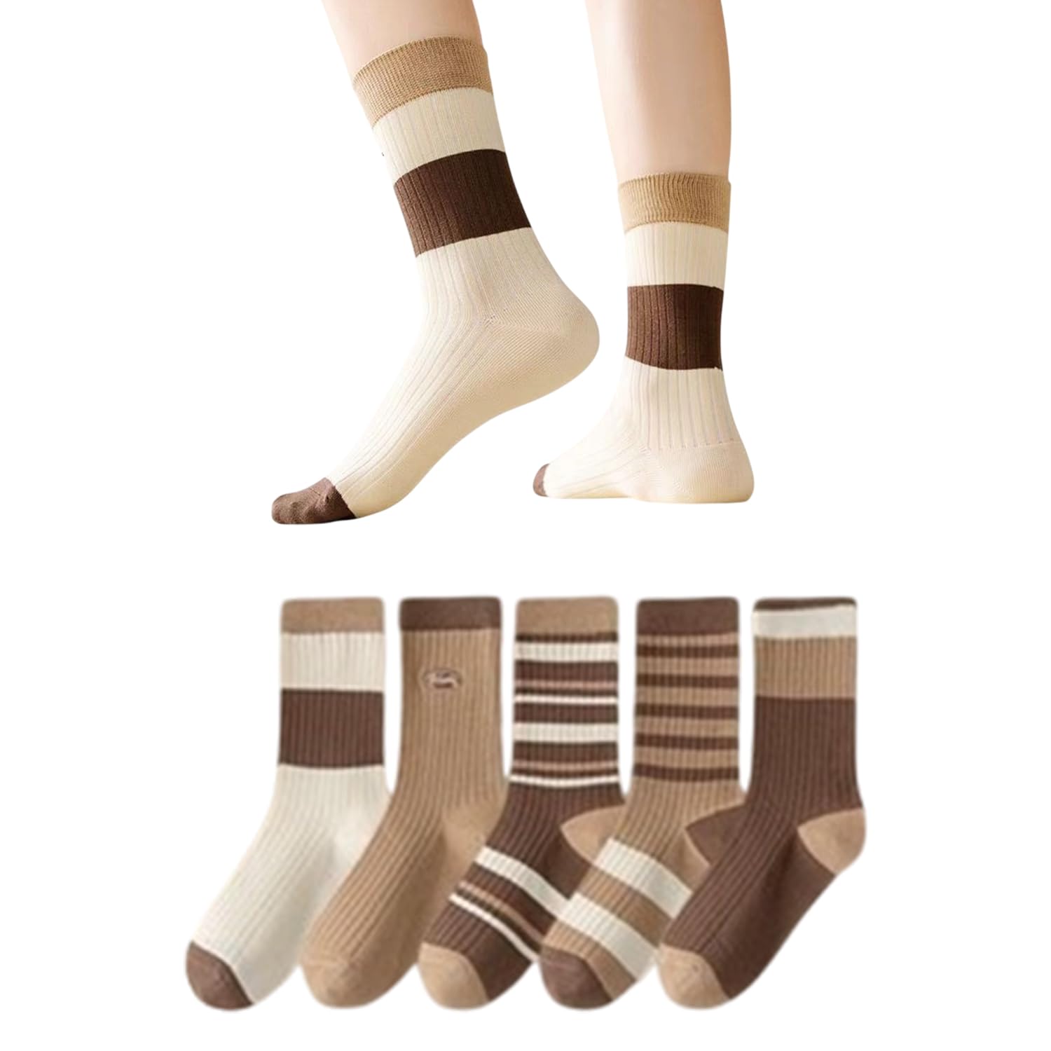 Crew Socks for Men & Women Athletic Cotton Blend Socks 5-Pair