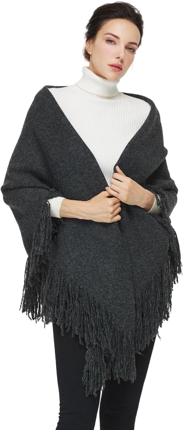 Womens Wool Scarf with Tassel Pashmina Shawls and Wraps for Evening Dress Warm Blanket for Daily Travel