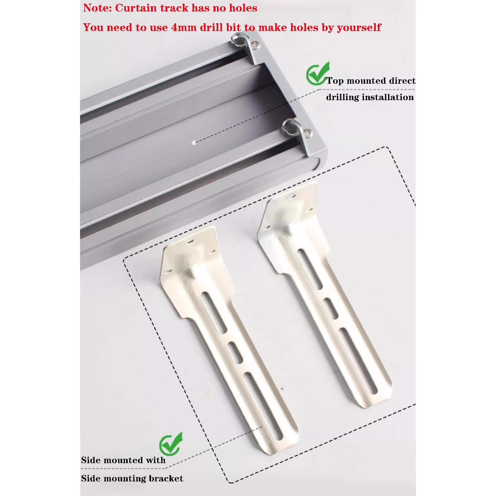 Dubbele aluminium plafondgordijnrail, stille glijdende plafondgordijnrail, slijtvaste plafondgordijnroede, 1 m, 1,5 m, 2 m, 2,1 m, 2,2 m, 2,3 m, 2,4 m, 2,5 m, 3 m, 3,5 m, 4 m (kleur: grijs-kant, maat