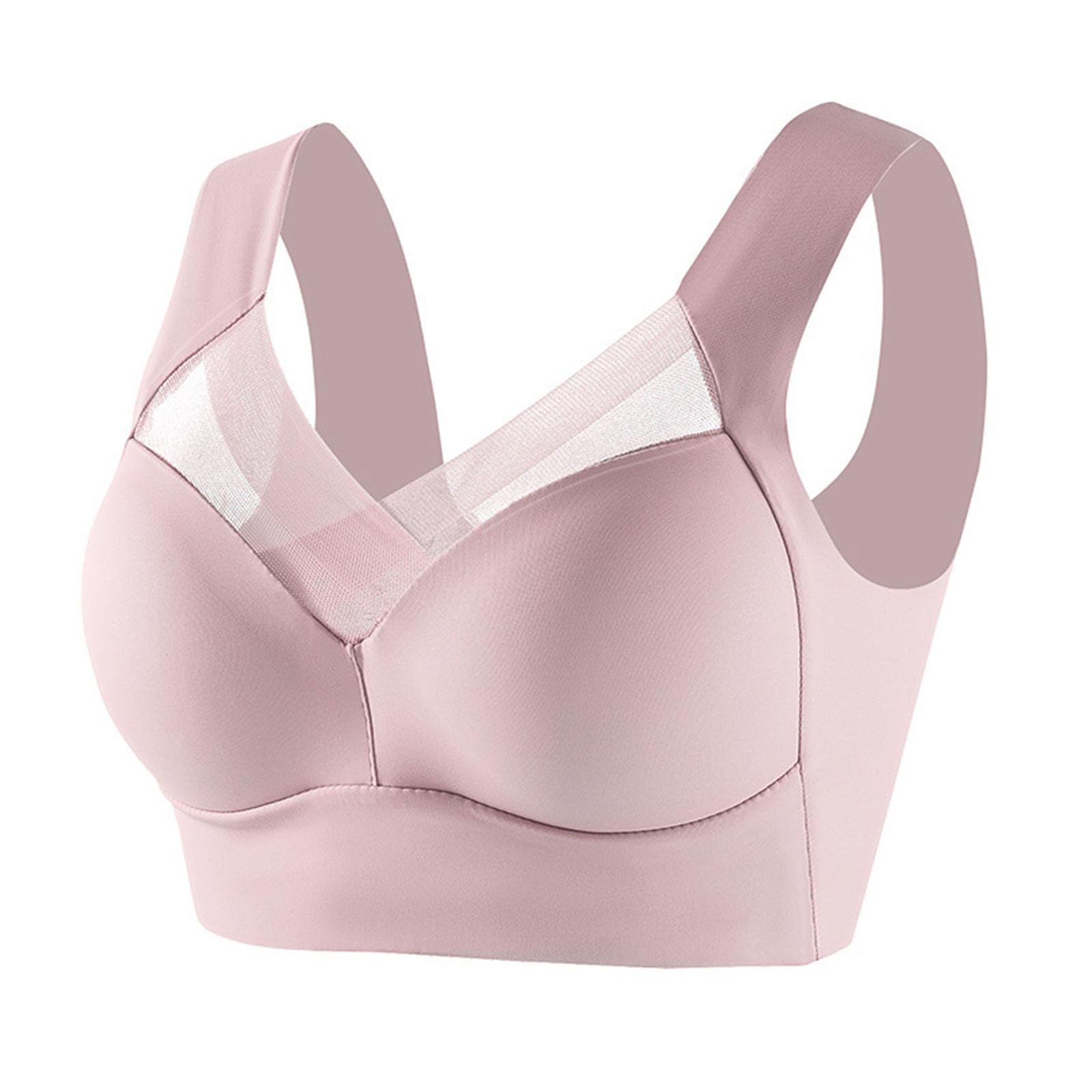 LONGTO Wmbra Posture Correcting Bra, Wireless Push-Up Comfort Crossover, Breathable Deep Cup Ergonomic, for Women (2XL, Red)