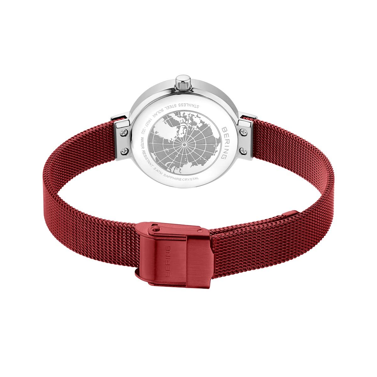 BERING Damen Solar Uhr | Armbanduhr 27 mm Edelstahlgehäuse und Sunray Zifferblatt | Milanaisearmband | Saphierglas | 5 ATM | 14627
