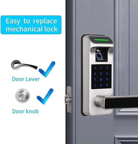 Vista 24 de Harfo Cerradura de puerta de huellas dactilares, control completo de aplicación resistente, teclado sin llave con mango reversible, perfecto