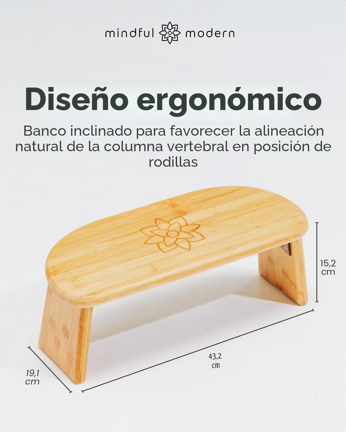 Mindful Modern - Banco de meditación Plegable | Bisagras magnéticas de Bloqueo | Seiza ergonómica de Madera de bambú para meditación Zen y Yoga | Taburete de oración con Almohada Suave | con Bolsa