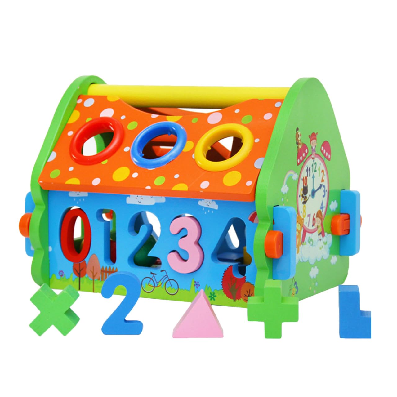 Toddmomy Casa de Juguete para Desmontar de Madera Números y Formas, Juego Educativo Infantil para Desarrollo Cognitivo y Flexibilidad Manual en Interacción Familiar
