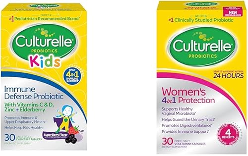 Culturelle Probiótico de defensa inmunológica con vitamina C, vitamina D y zinc + saúco, sin OMG, 4 en 1 y suplementos probióticos diarios 4 en 1