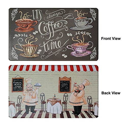 Art3D Premium Double-Sided Anti-Fatigue Chef Rug, Anti-Fatigue Comfort Mat. Multi-Purpose Decorative Standing Mat For The Kitchen, Bathroom, Laundry Room Or Office, 17.5" X 30"，Coffee Cup #TOP3